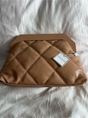 Shiraleah Camel Quilted Frame Clutch
